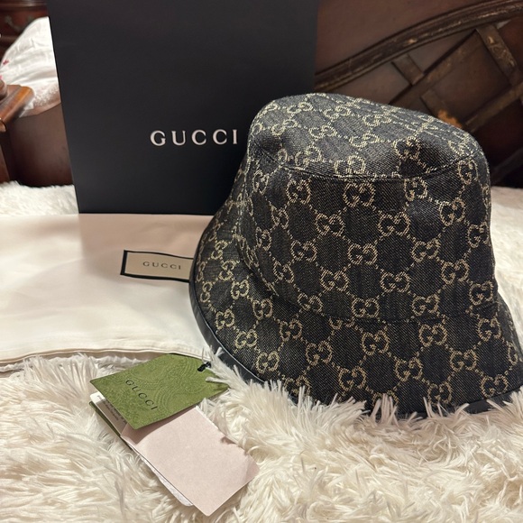 Brand new authentic Gucci black denim bucket hat - Picture 1 of 11